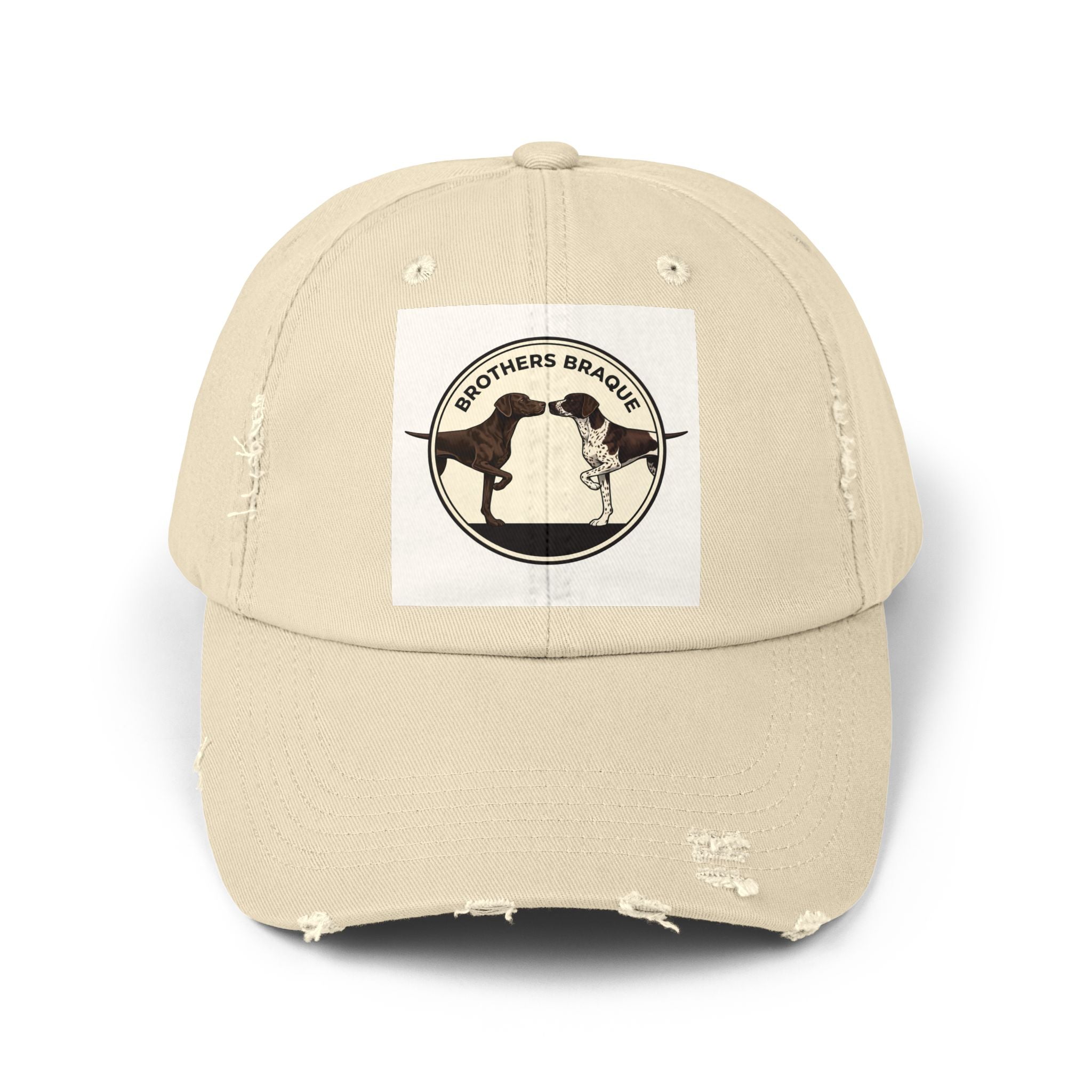 Distressed Baseball Cap with Brothers Braque Dog Patch
