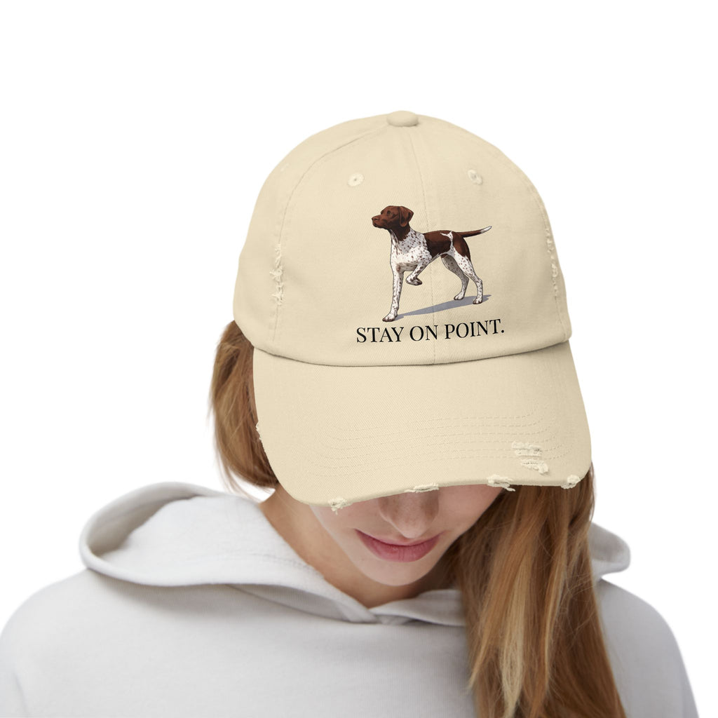 GSP Dog Distressed Cap - "Stay On Point" Embroidered Hat