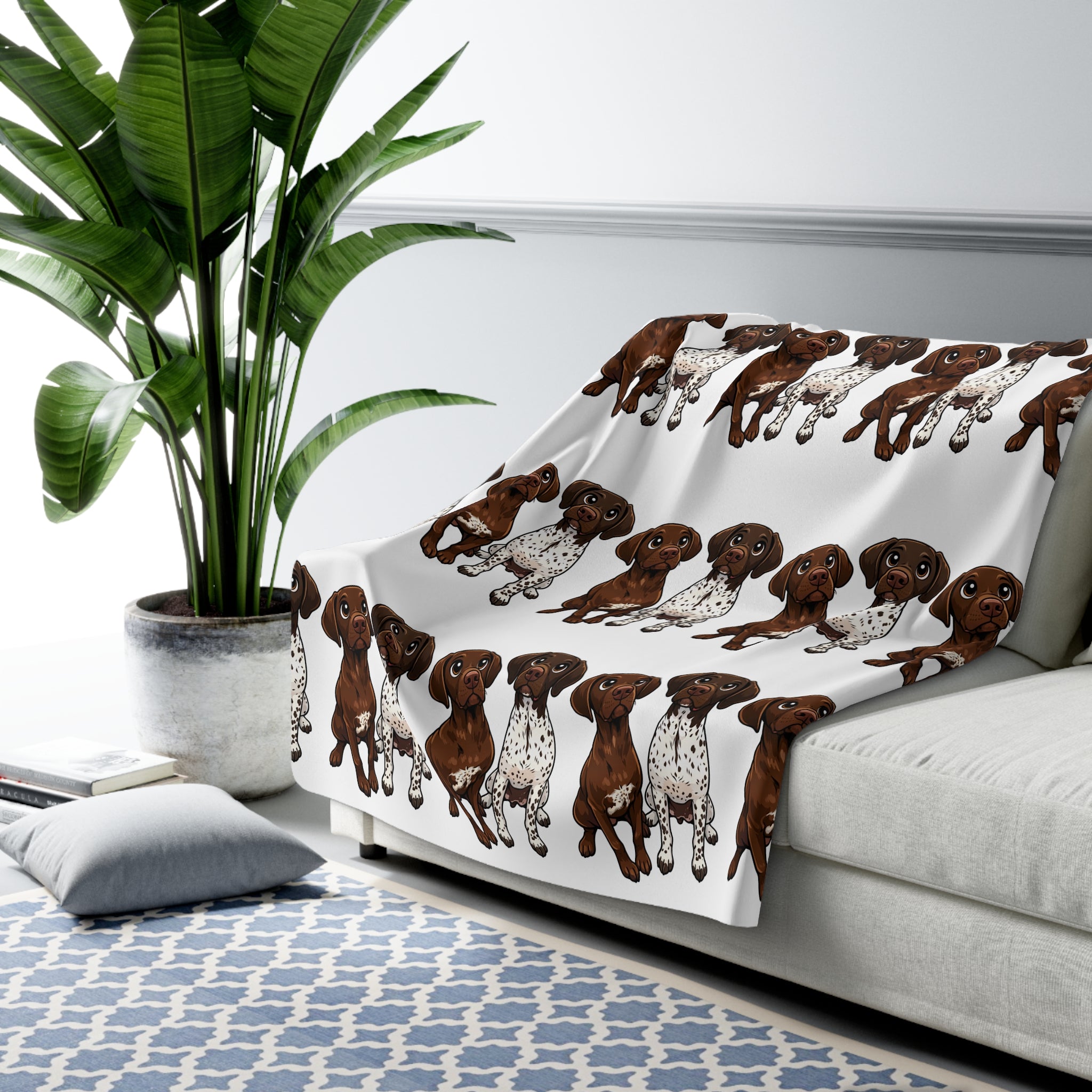 Pointer Pups Pattern Sherpa Blanket — Cozy Dog Lover Throw