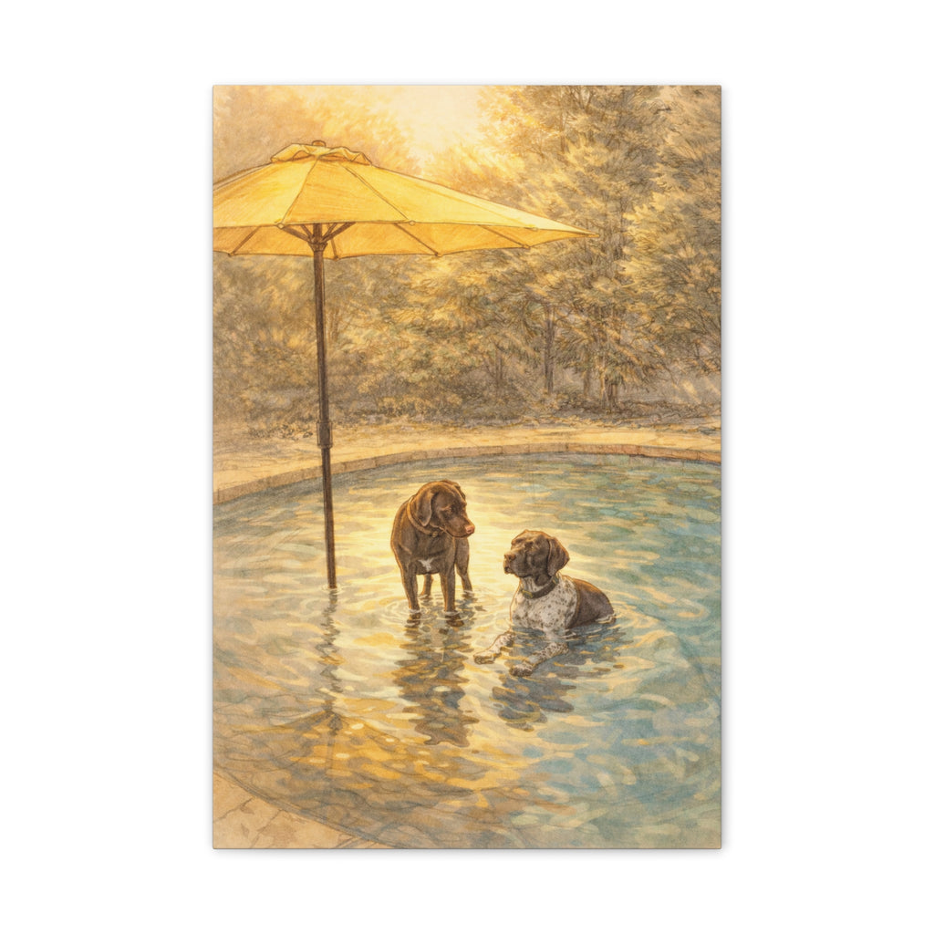 Poolside Pointers- 16x24 Canvas Art