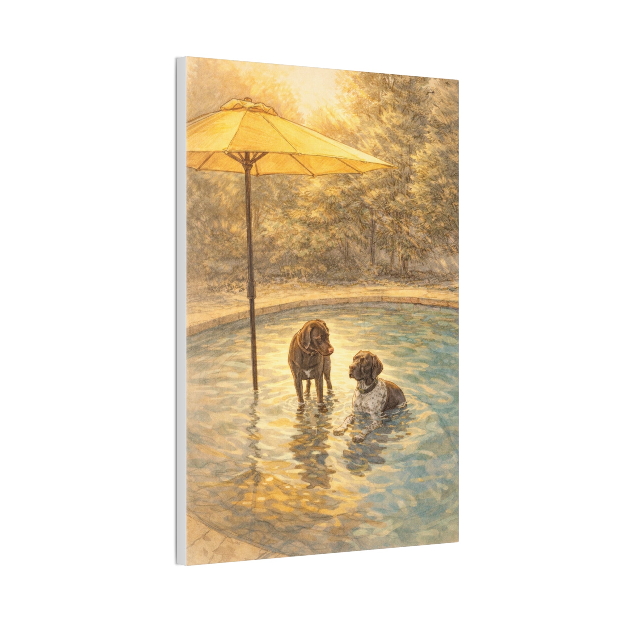Poolside Pointers- 16x24 Canvas Art