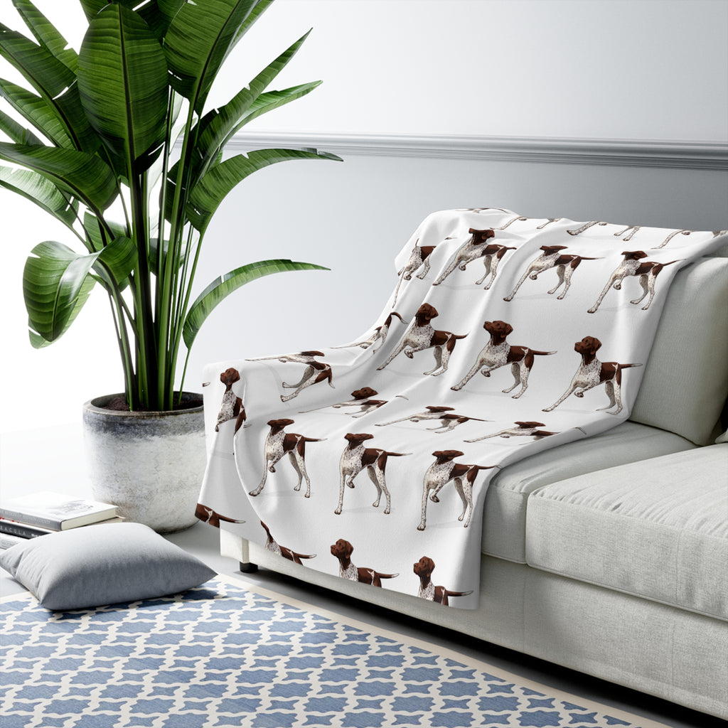 German Shorthaired Pointer Sherpa Blanket — Cozy Dog Print Throw for Pet Lovers