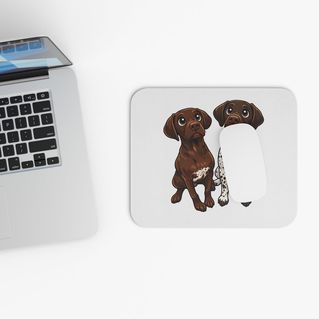 Pointer Pair Illustration Mouse Pad — Cute Hunting Dog Desk Mat