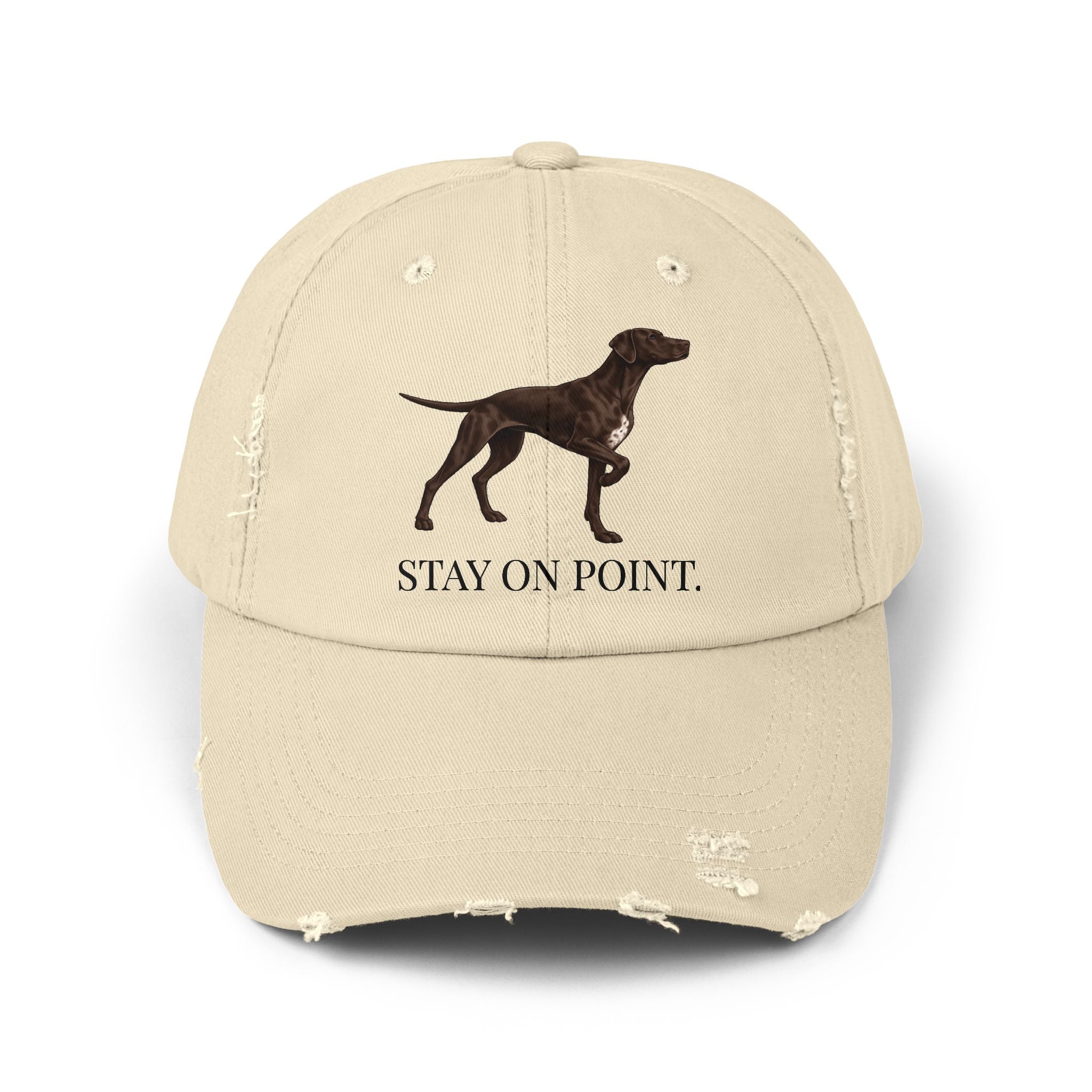French Pointer Distressed Hat — "Stay On Point" Baseball Cap