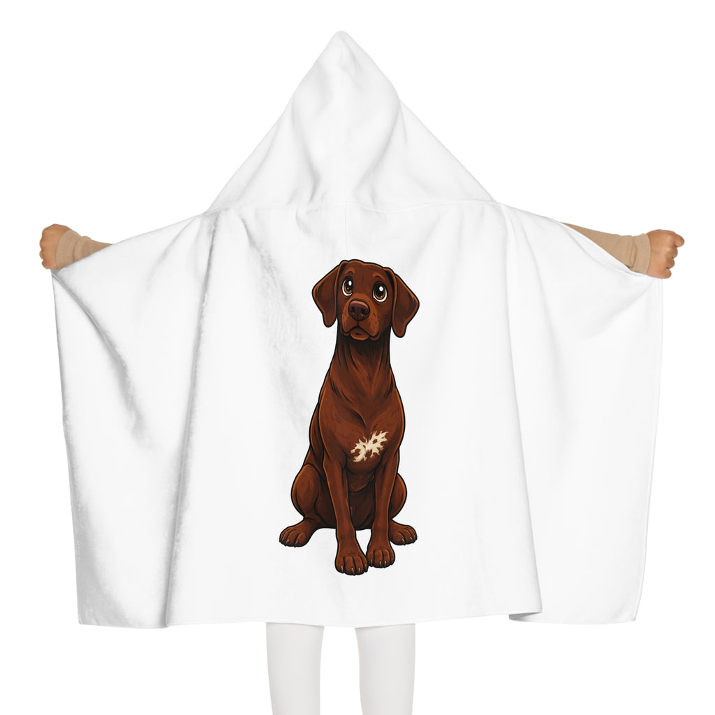 Dog Hooded Towel with Cute Braque Francais Illustration