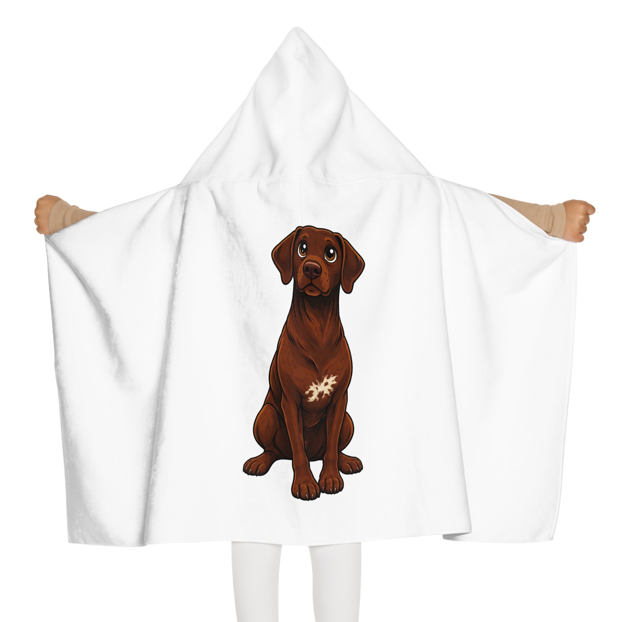 Dog Hooded Towel with Cute Braque Francais Illustration