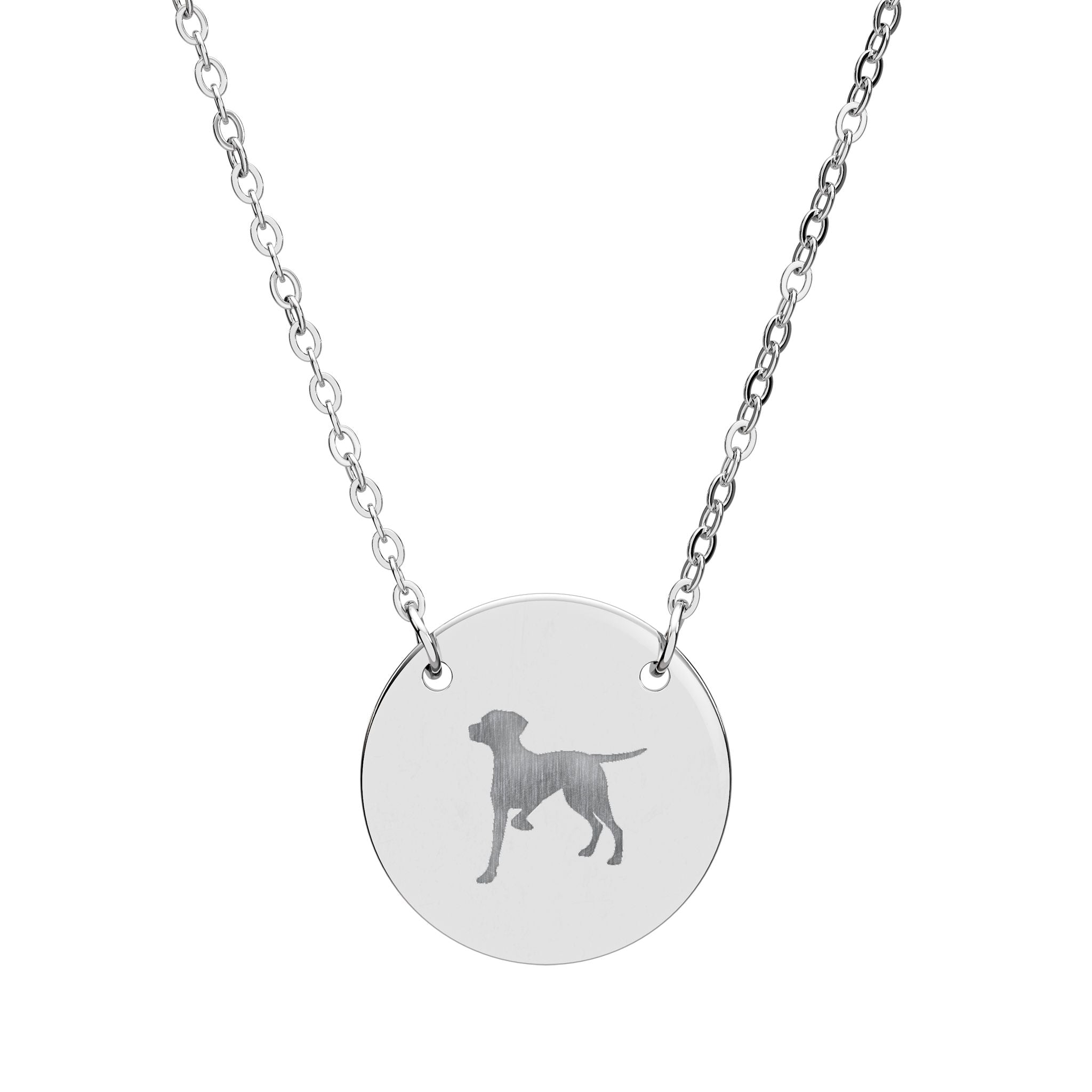 Engraved Pointer Dog Silhouette Circle Necklace – Personalized Pet Pendant