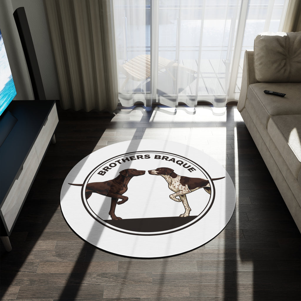 Round Rug - 'Brothers Braque' French Pointer Decorative Floor Mat