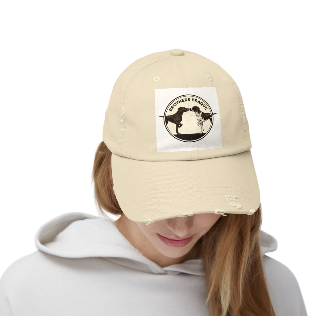 Distressed Baseball Cap with Brothers Braque Dog Patch