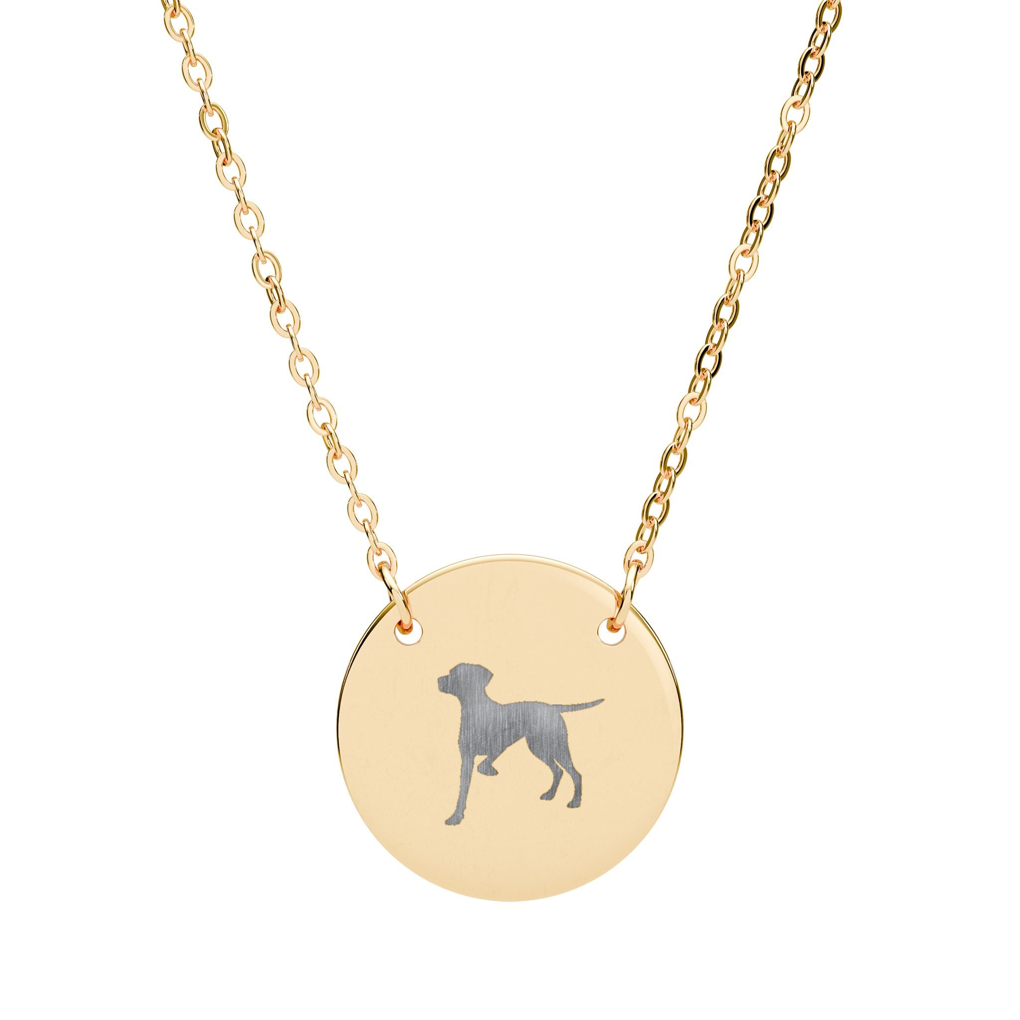 Engraved Pointer Dog Silhouette Circle Necklace – Personalized Pet Pendant