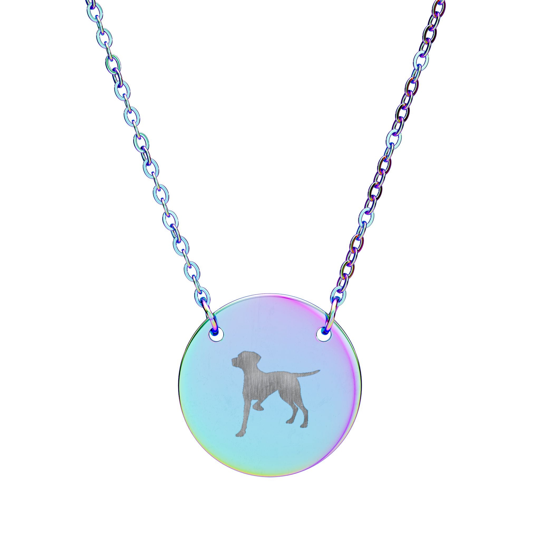 Engraved Pointer Dog Silhouette Circle Necklace – Personalized Pet Pendant