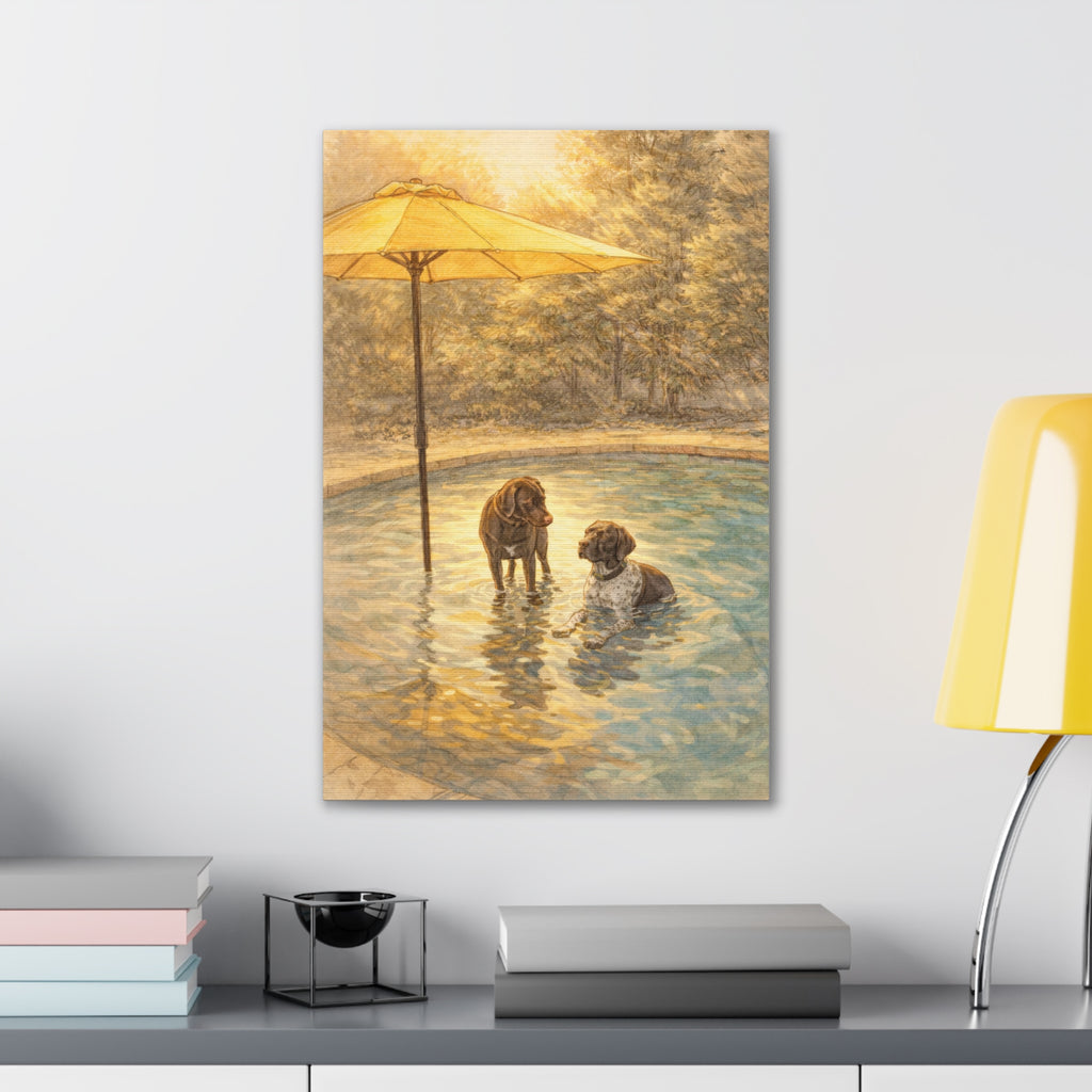 Poolside Pointers- 16x24 Canvas Art