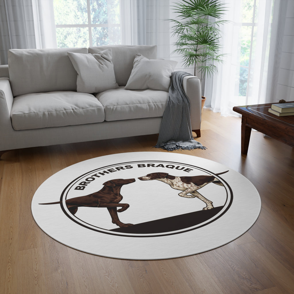 Round Rug - 'Brothers Braque' French Pointer Decorative Floor Mat