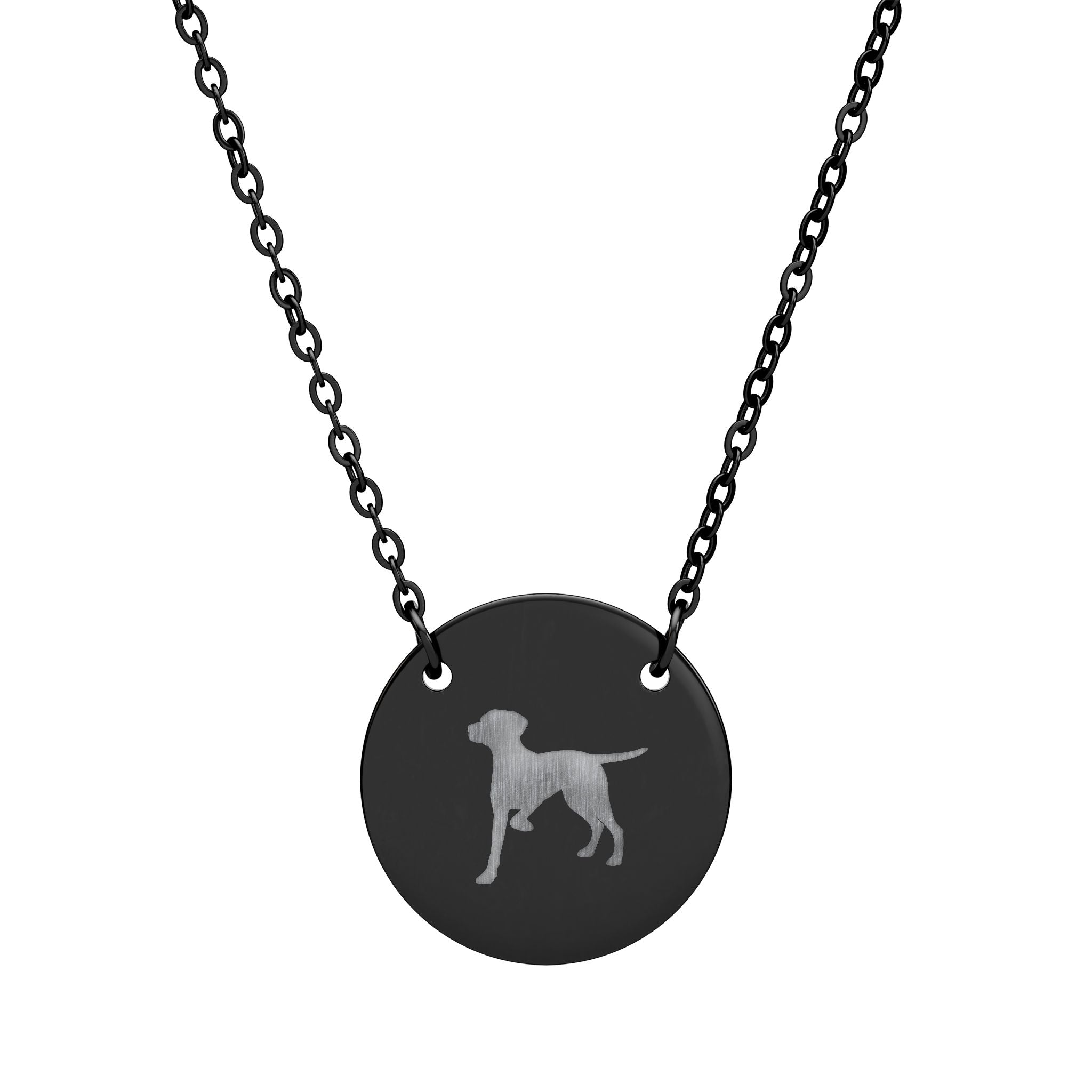 Engraved Pointer Dog Silhouette Circle Necklace – Personalized Pet Pendant