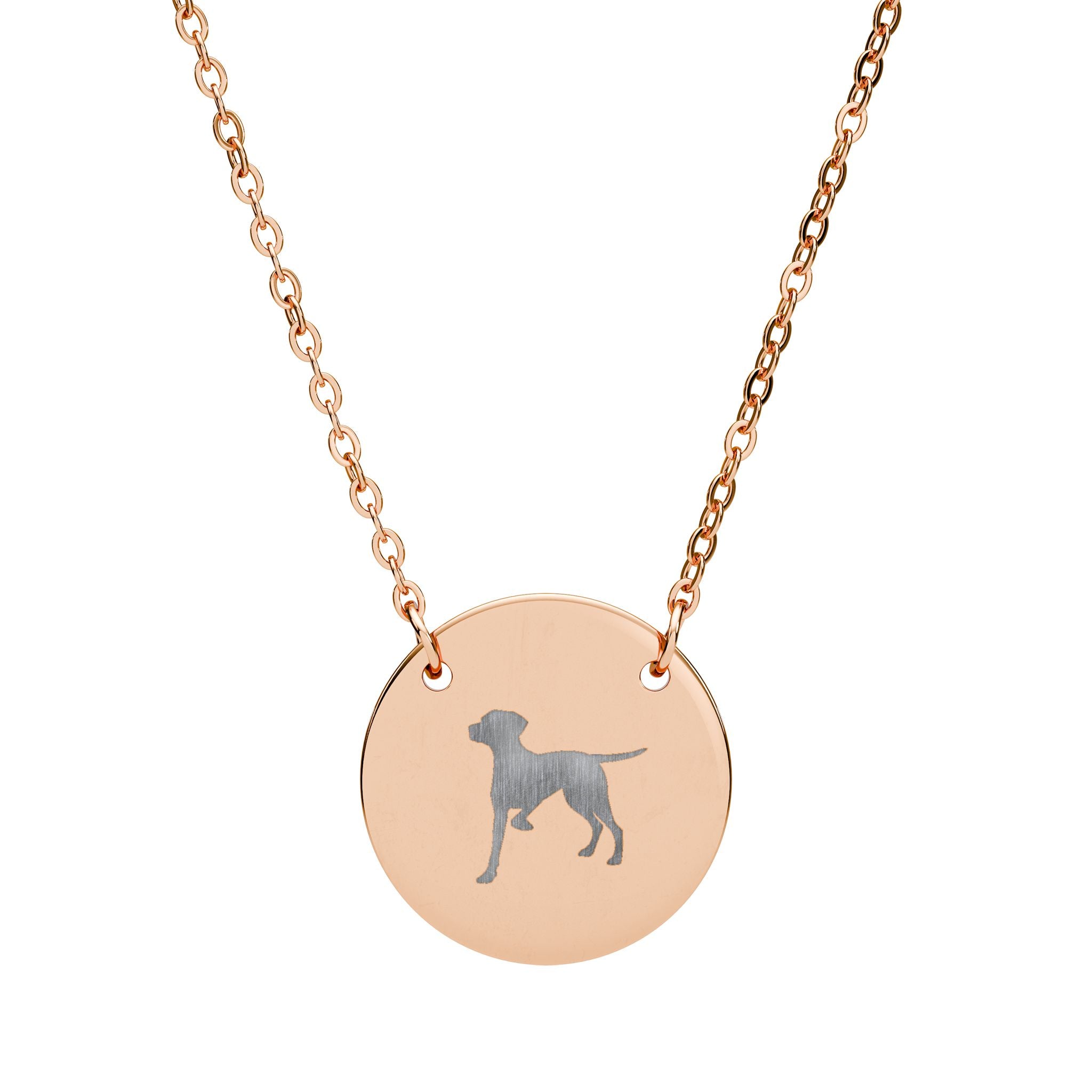 Engraved Pointer Dog Silhouette Circle Necklace – Personalized Pet Pendant