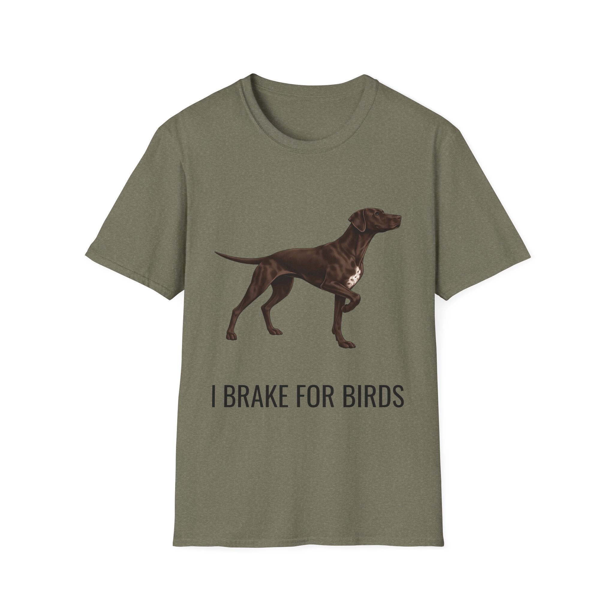 I Brake For Birds Dog T-Shirt — Hunting Pointer Graphic Tee