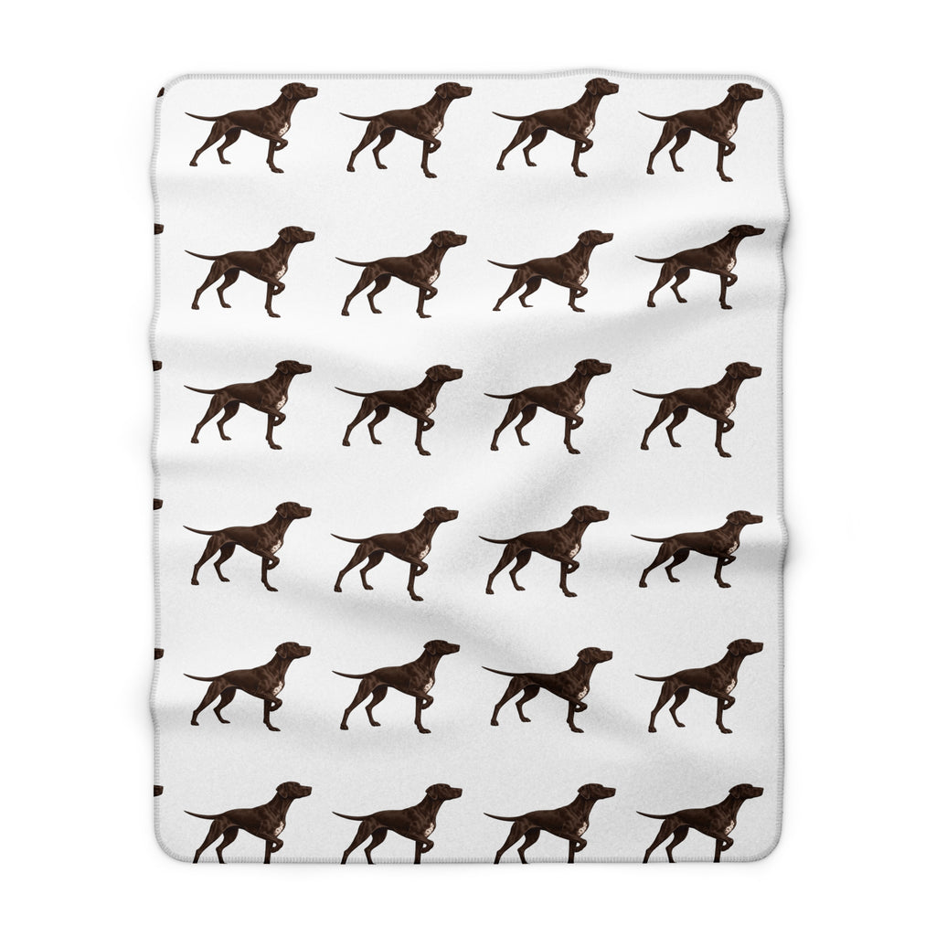 Braque Francais Pattern Sherpa Blanket — Soft Fleece Dog Throw for Pet Lovers, Cozy Gift