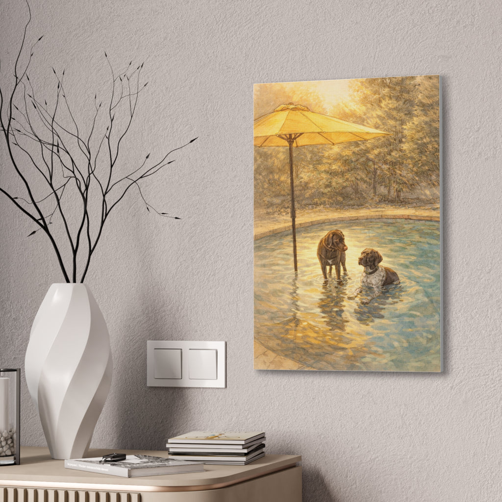 Poolside Pointers- 16x24 Canvas Art