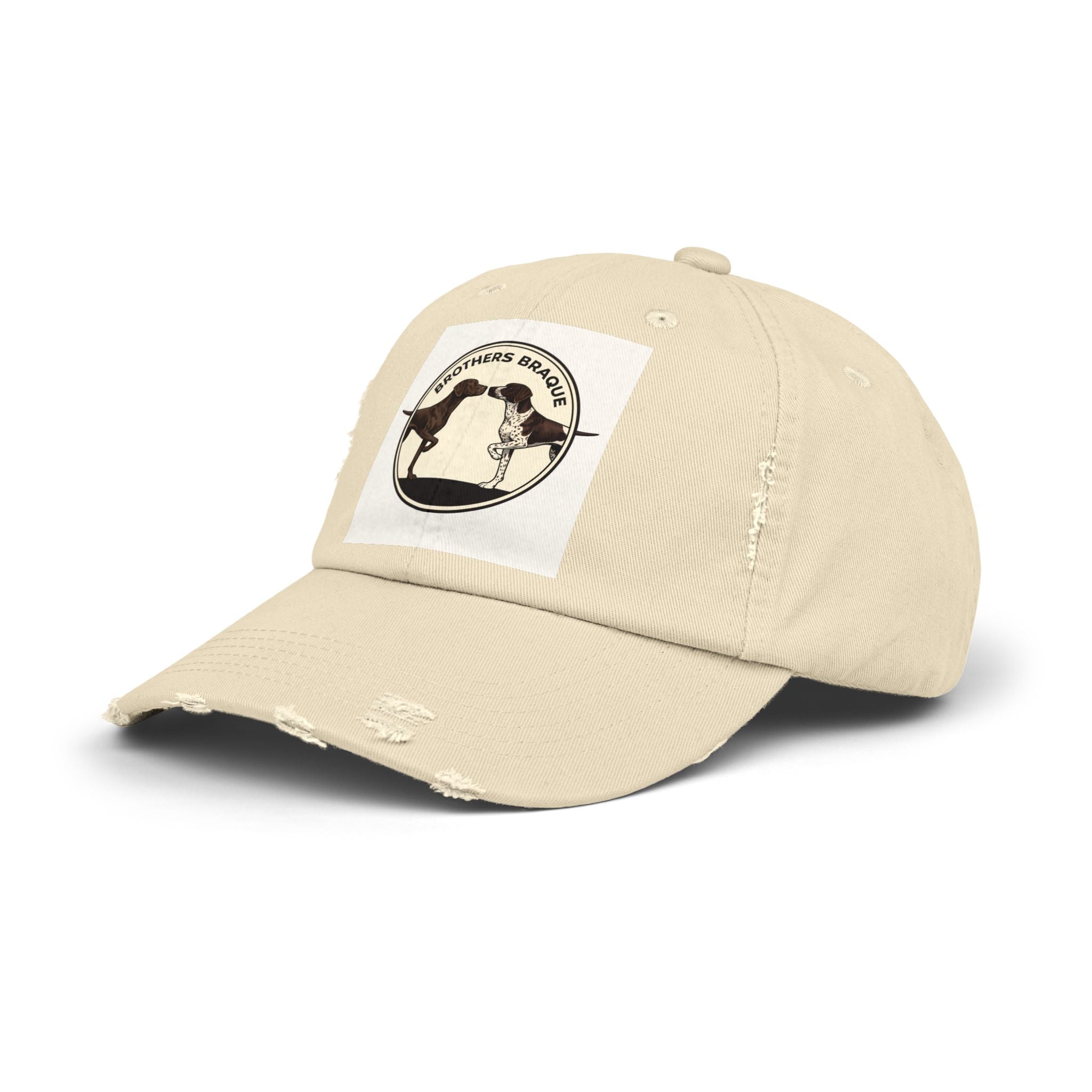 Distressed Baseball Cap with Brothers Braque Dog Patch