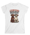 Ladies Red White & Braque Patriotic Dog T-Shirt